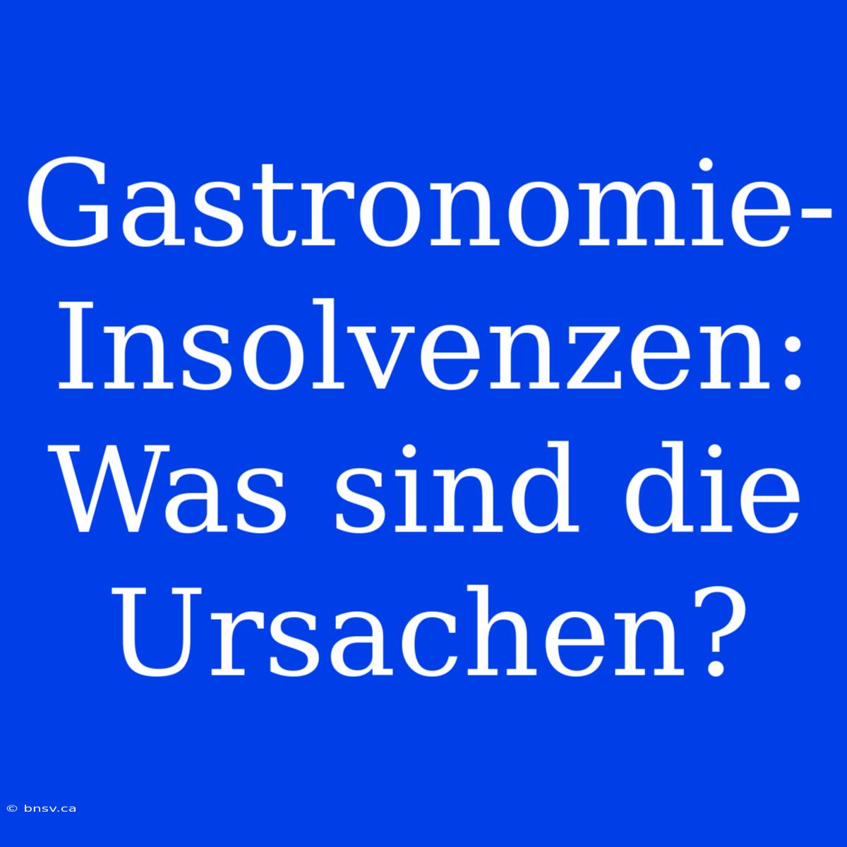 Gastronomie-Insolvenzen: Was Sind Die Ursachen?