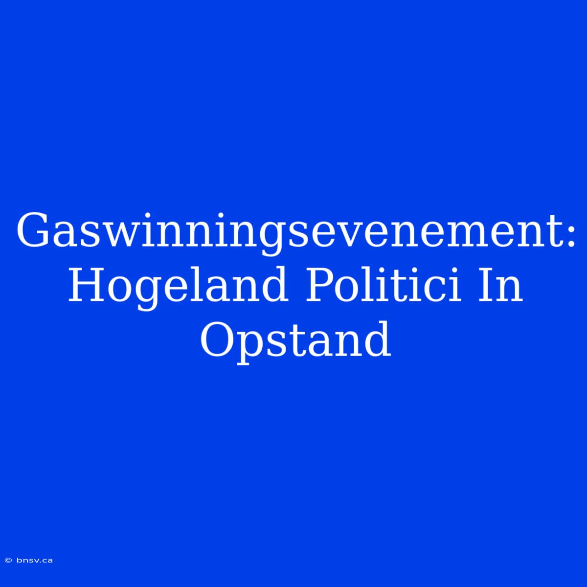 Gaswinningsevenement: Hogeland Politici In Opstand