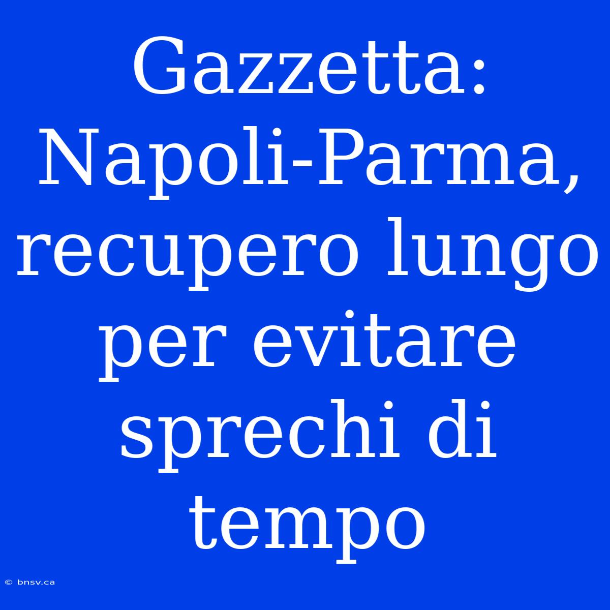 Gazzetta: Napoli-Parma, Recupero Lungo Per Evitare Sprechi Di Tempo