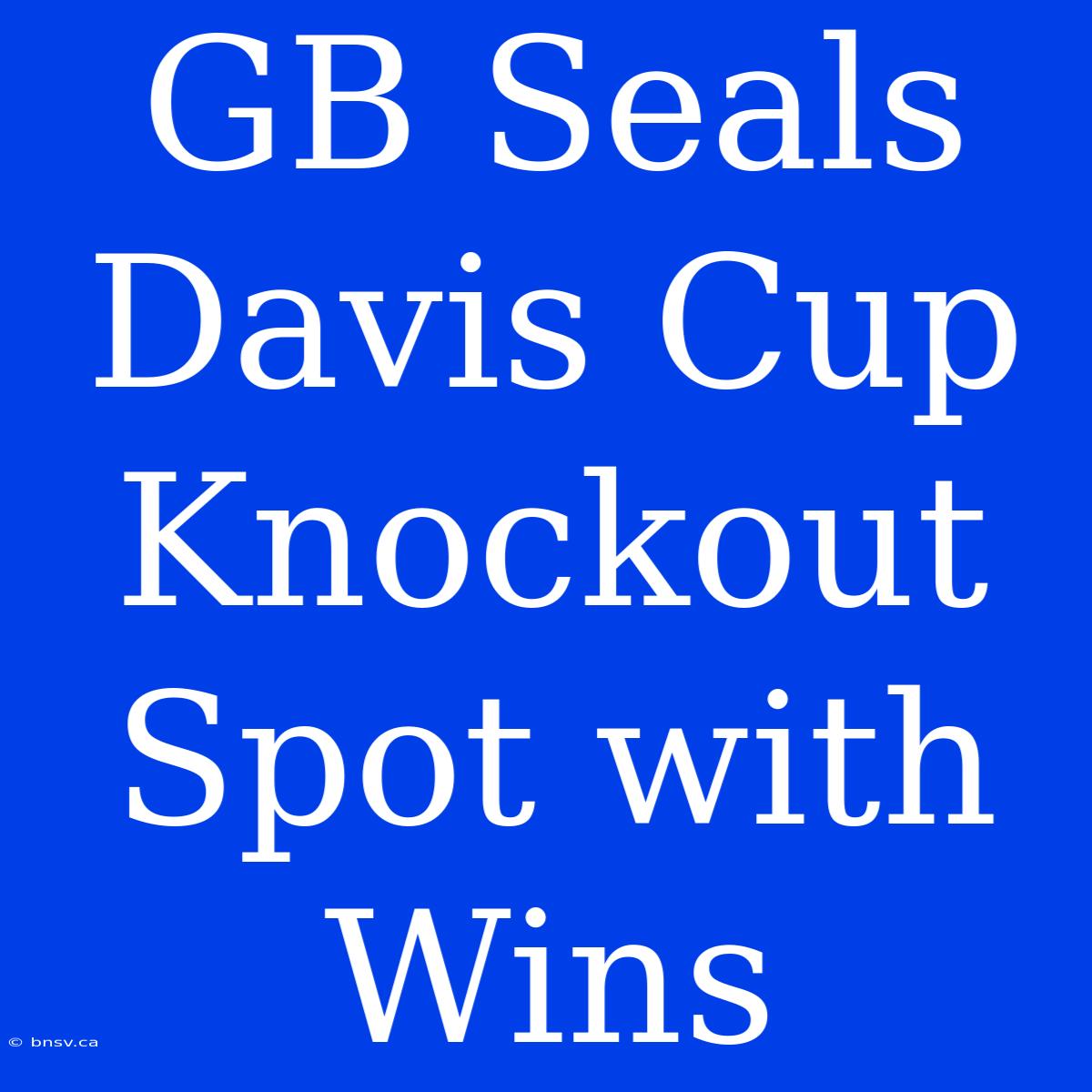 GB Seals Davis Cup Knockout Spot With Wins