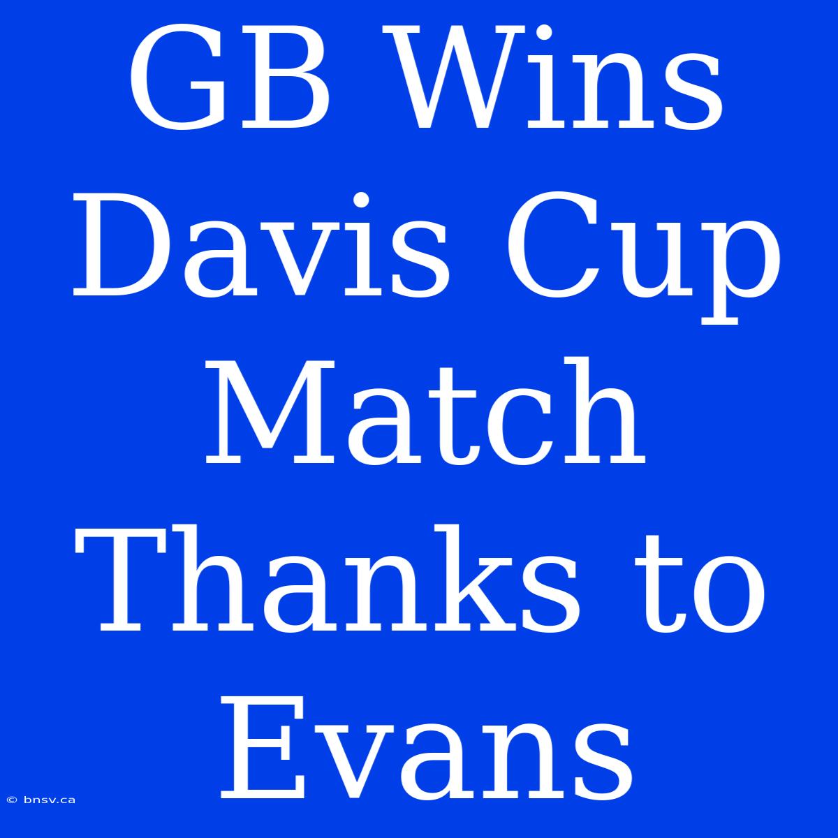 GB Wins Davis Cup Match Thanks To Evans