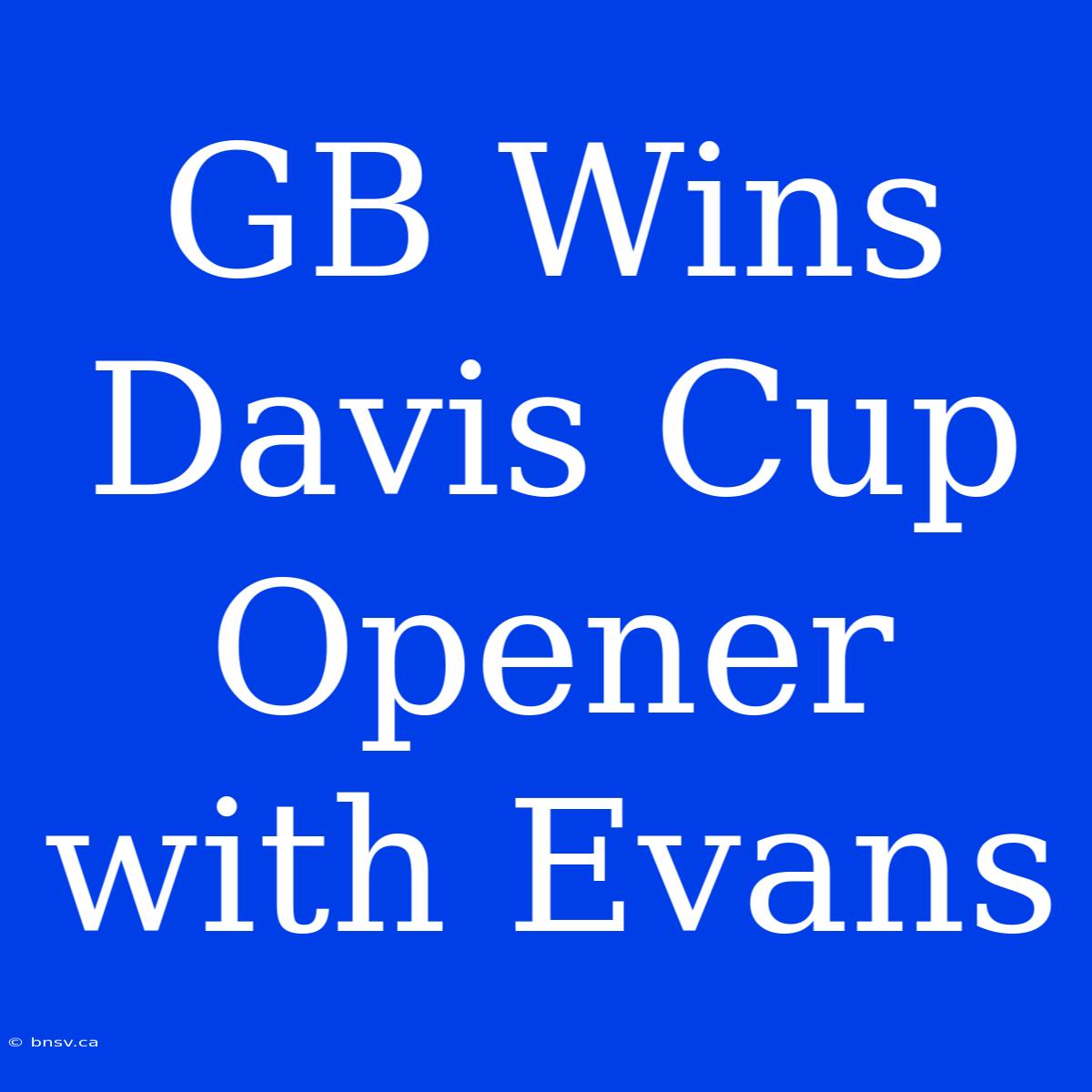 GB Wins Davis Cup Opener With Evans