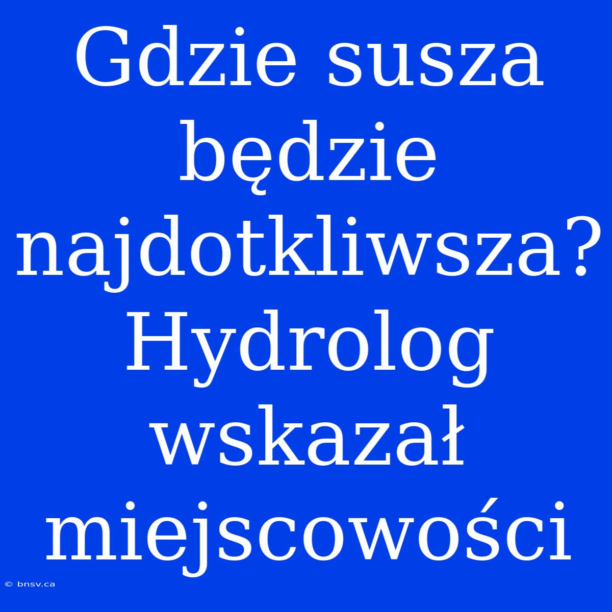 Gdzie Susza Będzie Najdotkliwsza? Hydrolog Wskazał Miejscowości