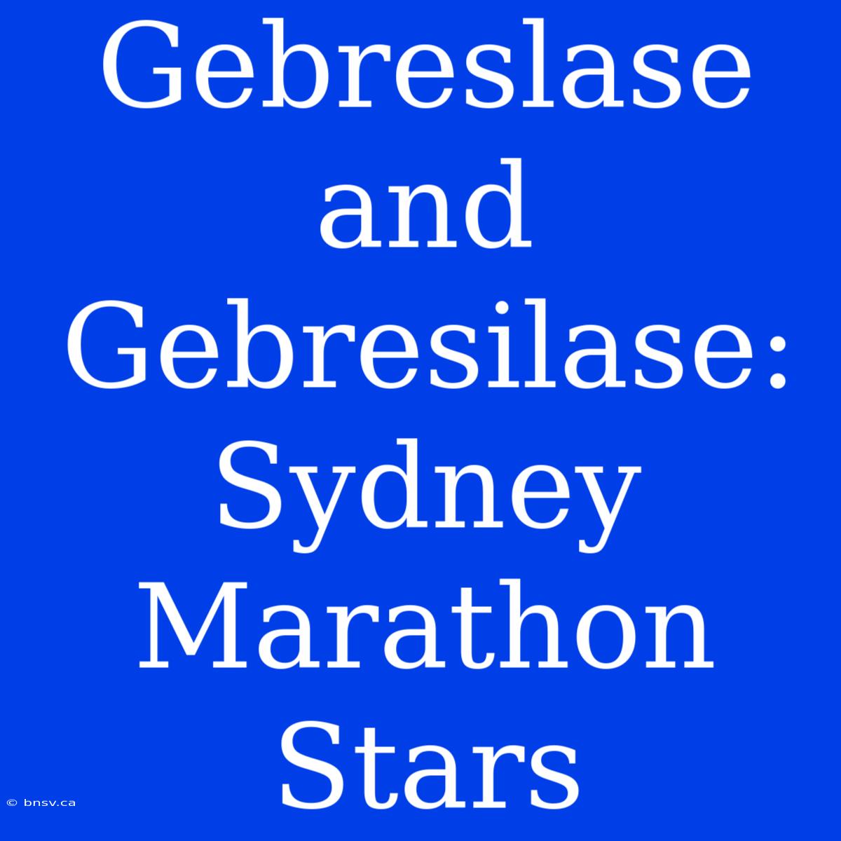 Gebreslase And Gebresilase: Sydney Marathon Stars