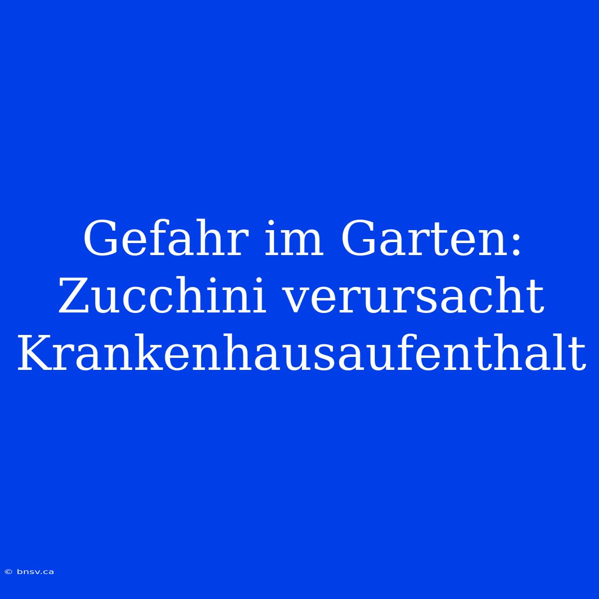 Gefahr Im Garten: Zucchini Verursacht Krankenhausaufenthalt