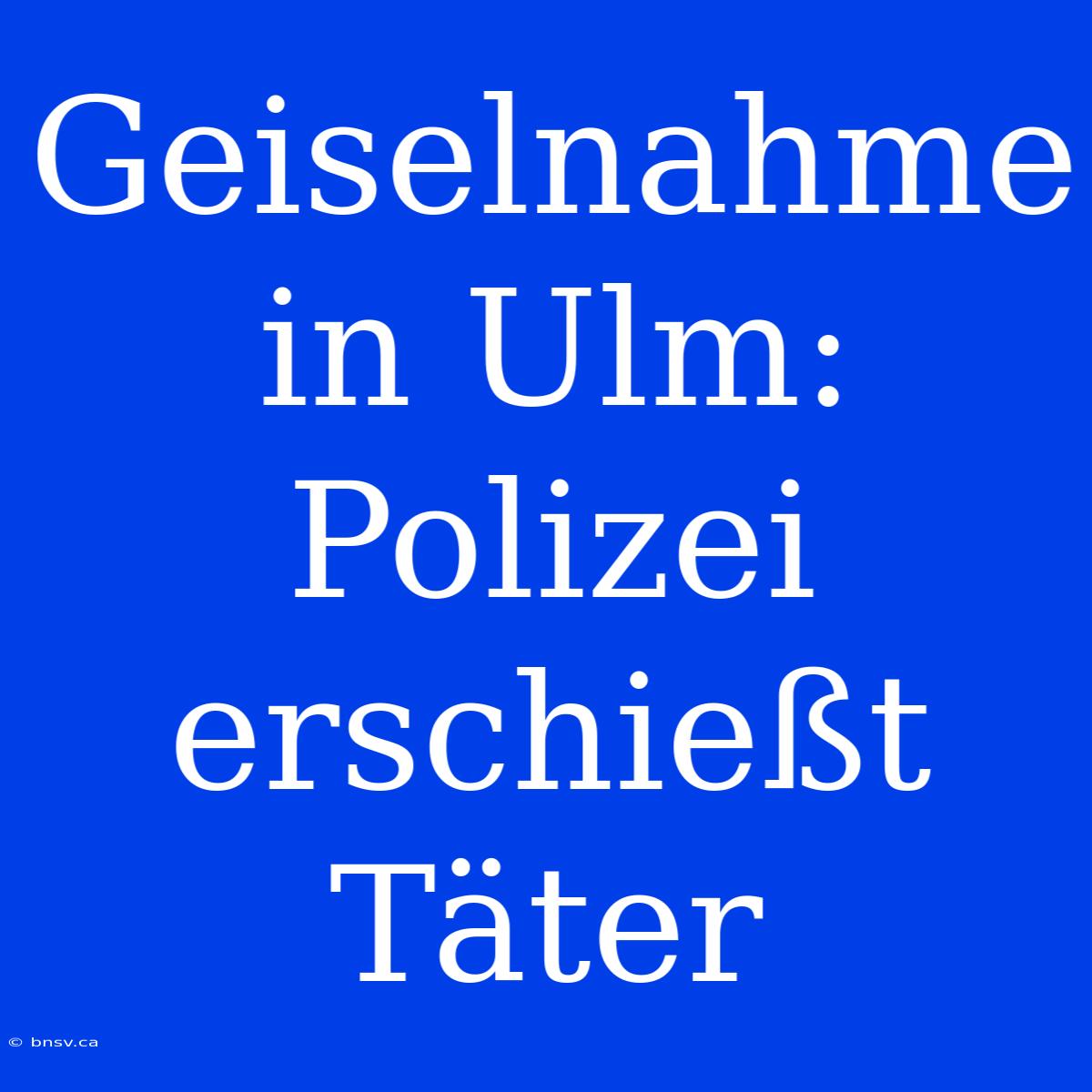 Geiselnahme In Ulm: Polizei Erschießt Täter