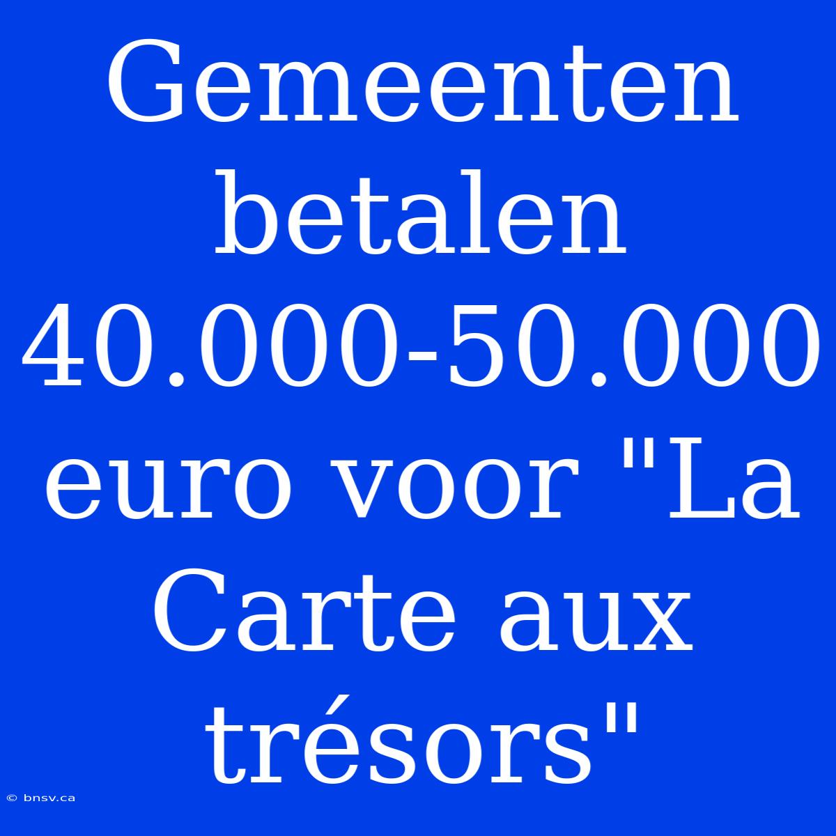 Gemeenten Betalen 40.000-50.000 Euro Voor 