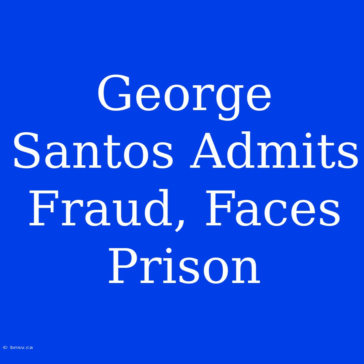 George Santos Admits Fraud, Faces Prison