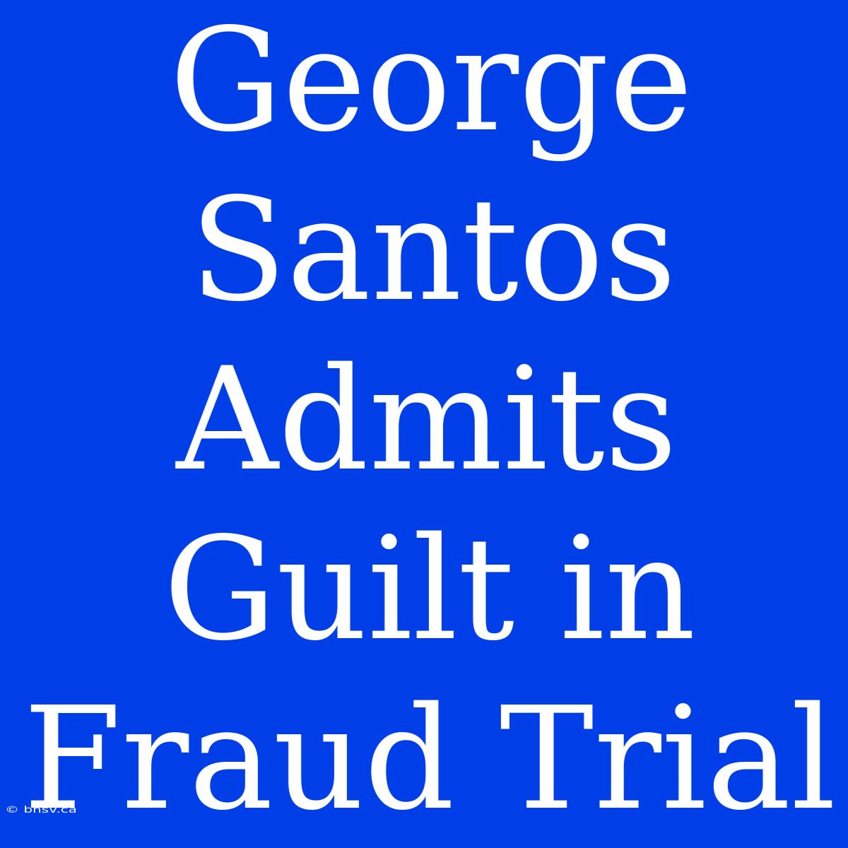 George Santos Admits Guilt In Fraud Trial