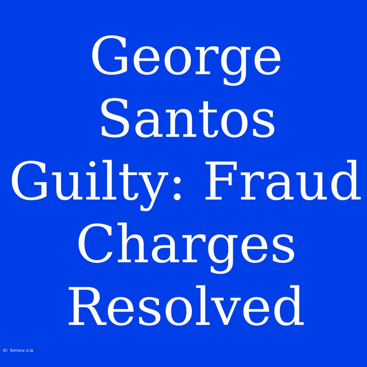 George Santos Guilty: Fraud Charges Resolved