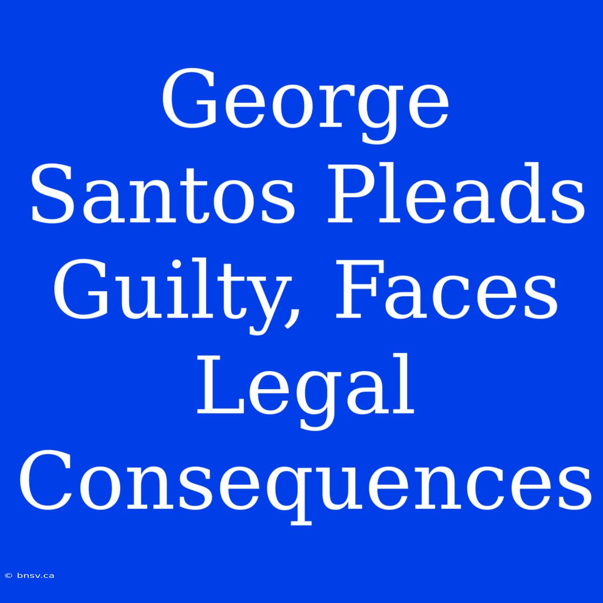 George Santos Pleads Guilty, Faces Legal Consequences