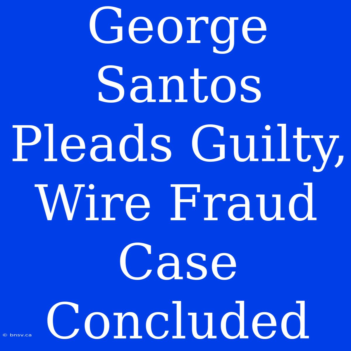 George Santos Pleads Guilty, Wire Fraud Case Concluded