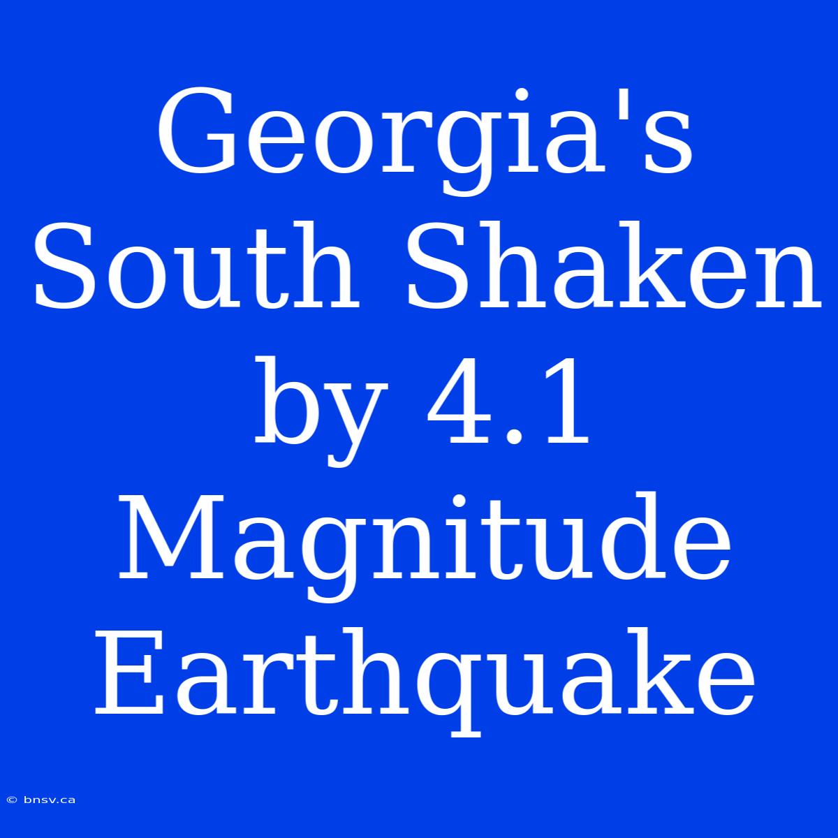 Georgia's South Shaken By 4.1 Magnitude Earthquake