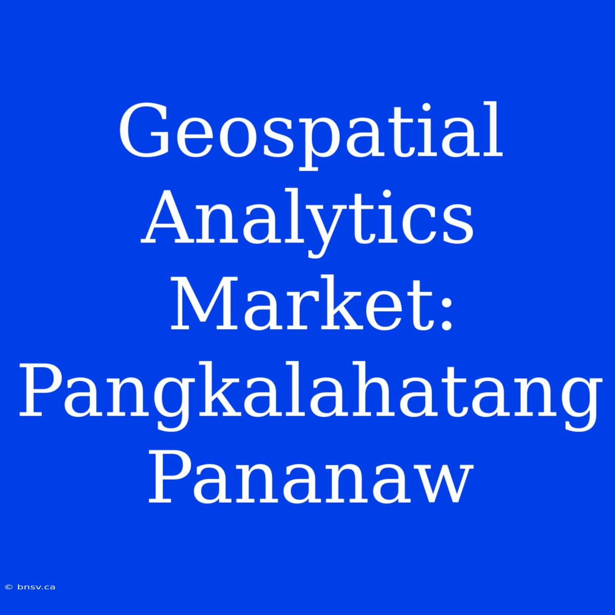 Geospatial Analytics Market: Pangkalahatang Pananaw