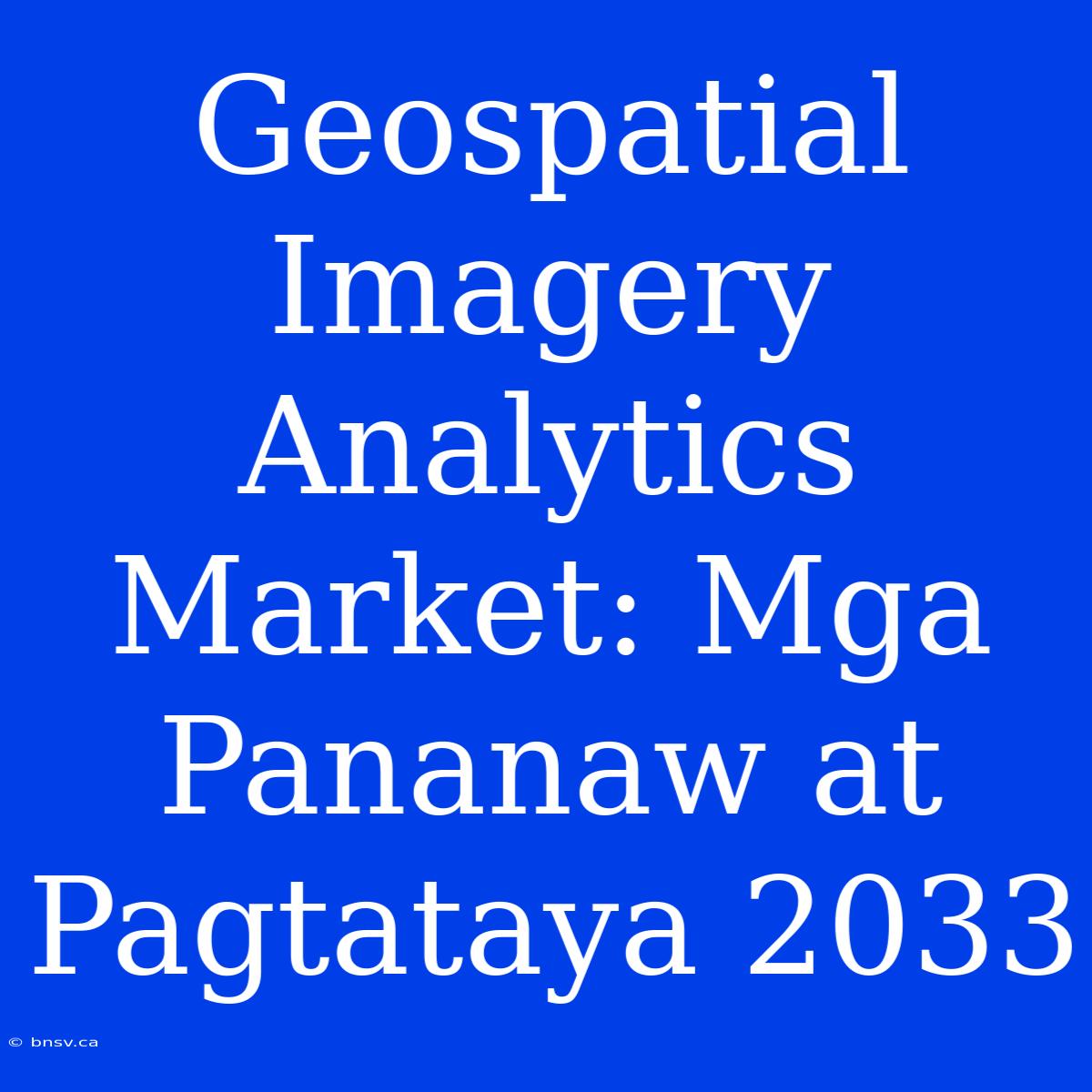 Geospatial Imagery Analytics Market: Mga Pananaw At Pagtataya 2033