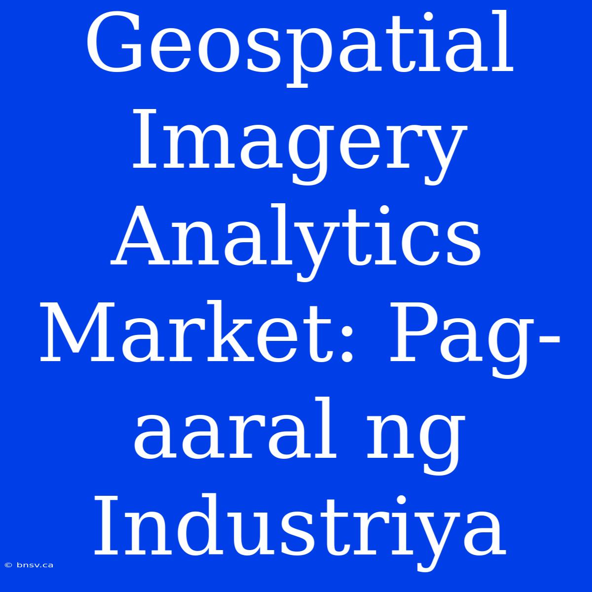 Geospatial Imagery Analytics Market: Pag-aaral Ng Industriya