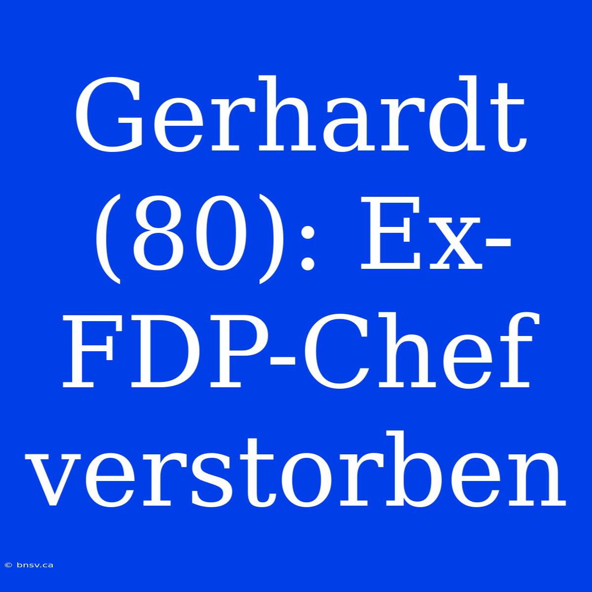 Gerhardt (80): Ex-FDP-Chef Verstorben