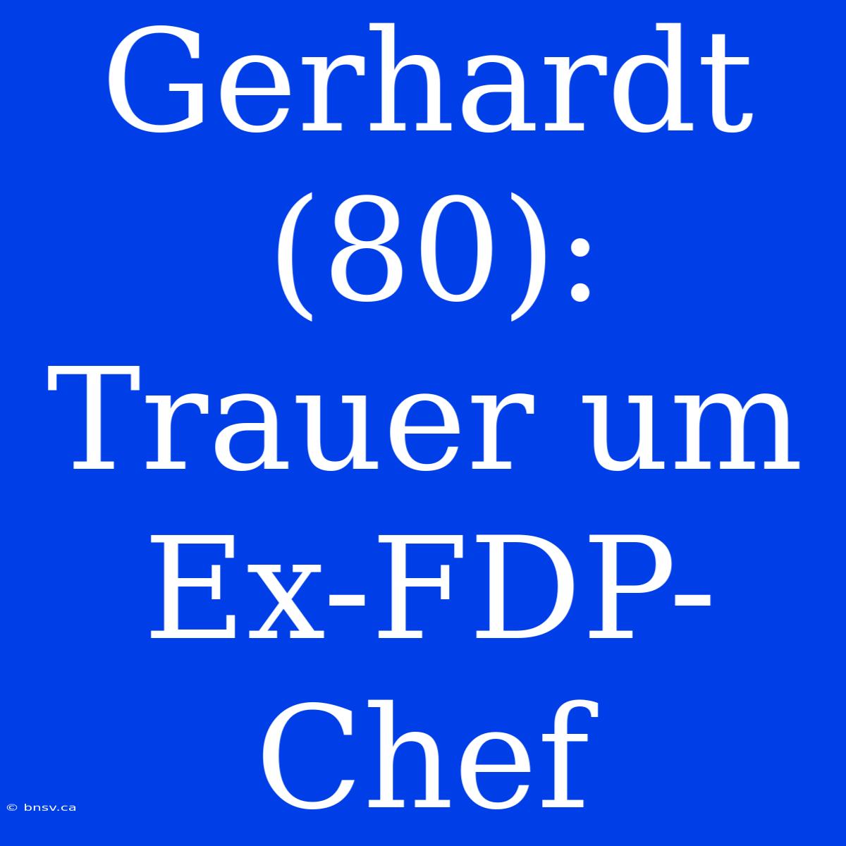 Gerhardt (80): Trauer Um Ex-FDP-Chef