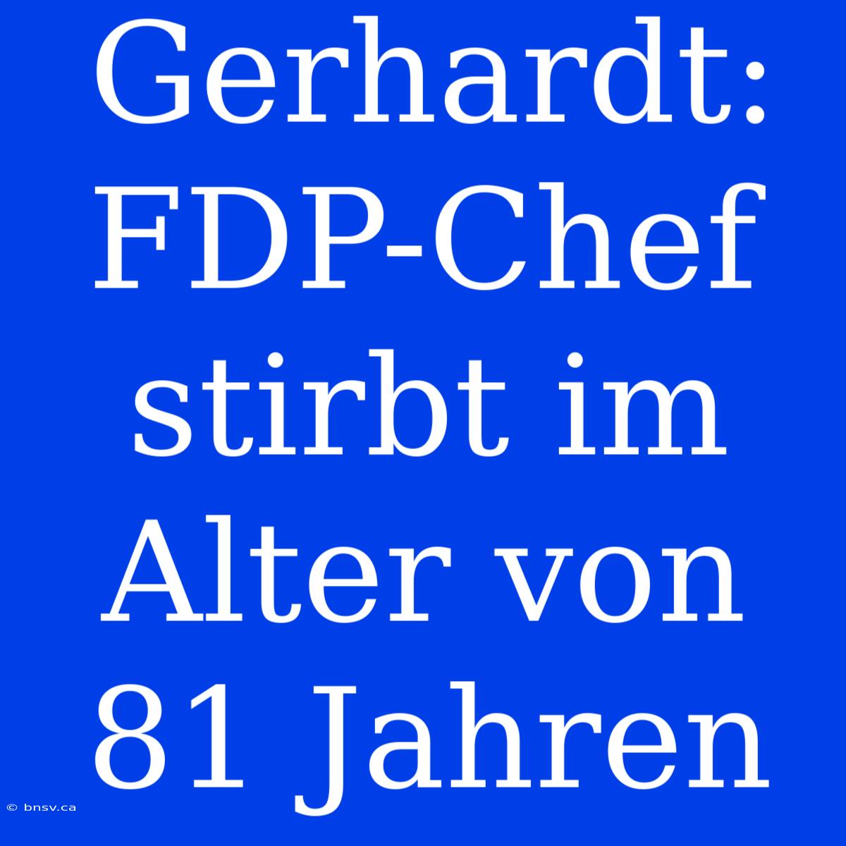 Gerhardt: FDP-Chef Stirbt Im Alter Von 81 Jahren