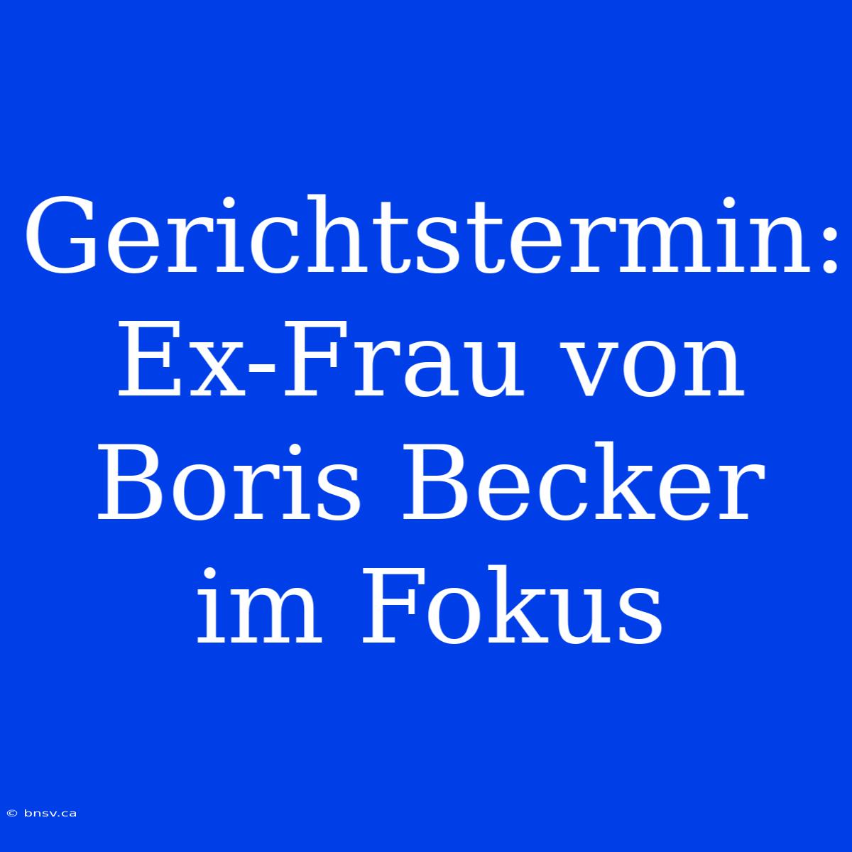 Gerichtstermin: Ex-Frau Von Boris Becker Im Fokus