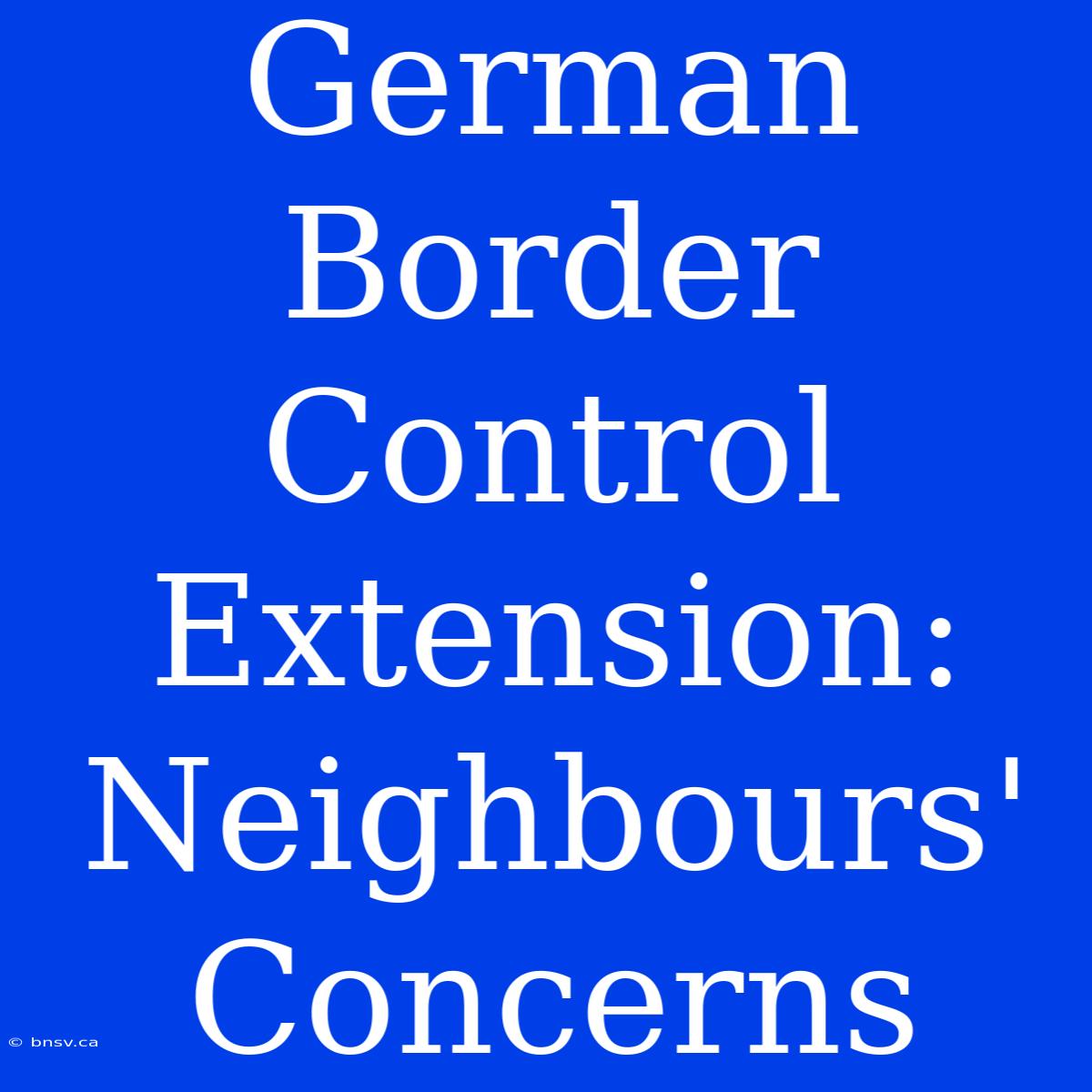 German Border Control Extension: Neighbours' Concerns