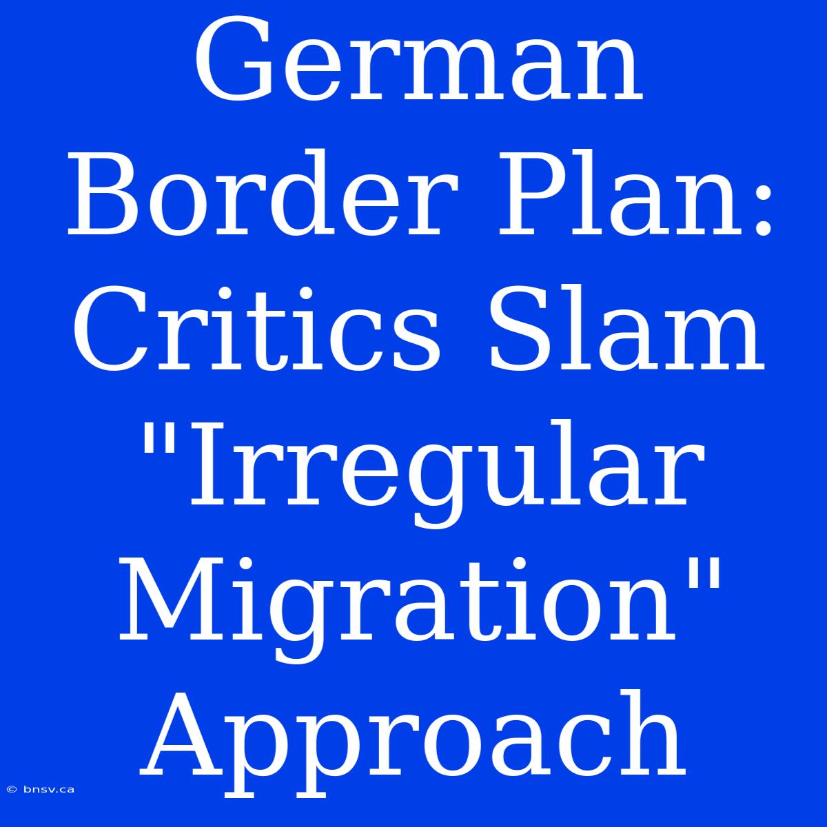 German Border Plan: Critics Slam 