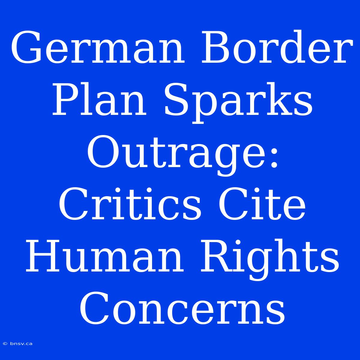 German Border Plan Sparks Outrage: Critics Cite Human Rights Concerns