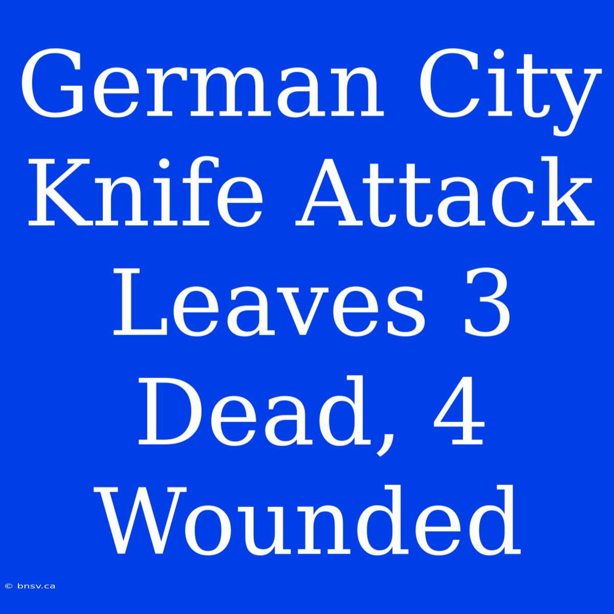 German City Knife Attack Leaves 3 Dead, 4 Wounded