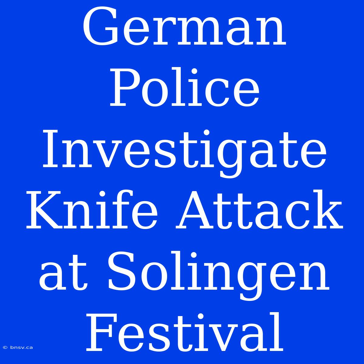 German Police Investigate Knife Attack At Solingen Festival