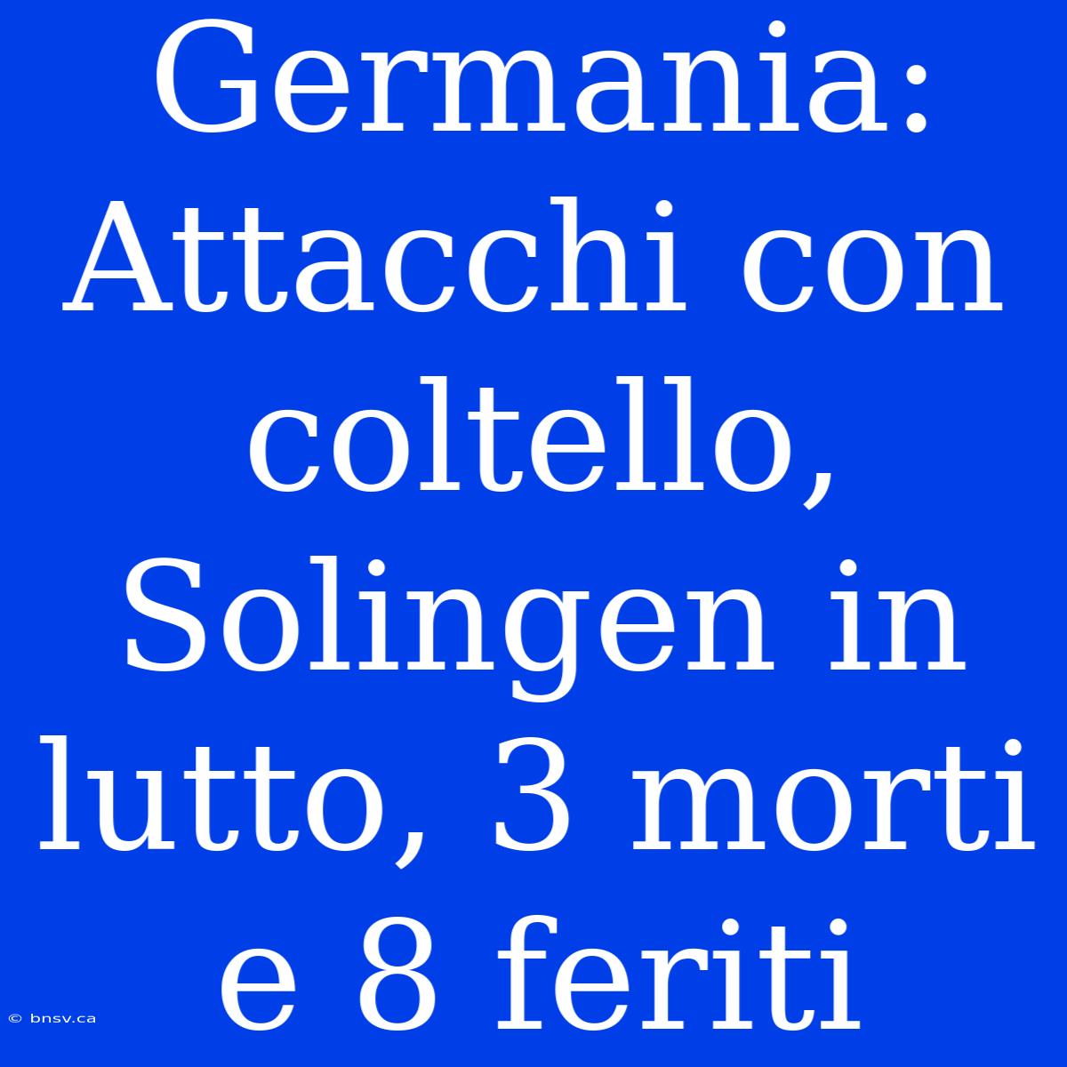 Germania: Attacchi Con Coltello, Solingen In Lutto, 3 Morti E 8 Feriti