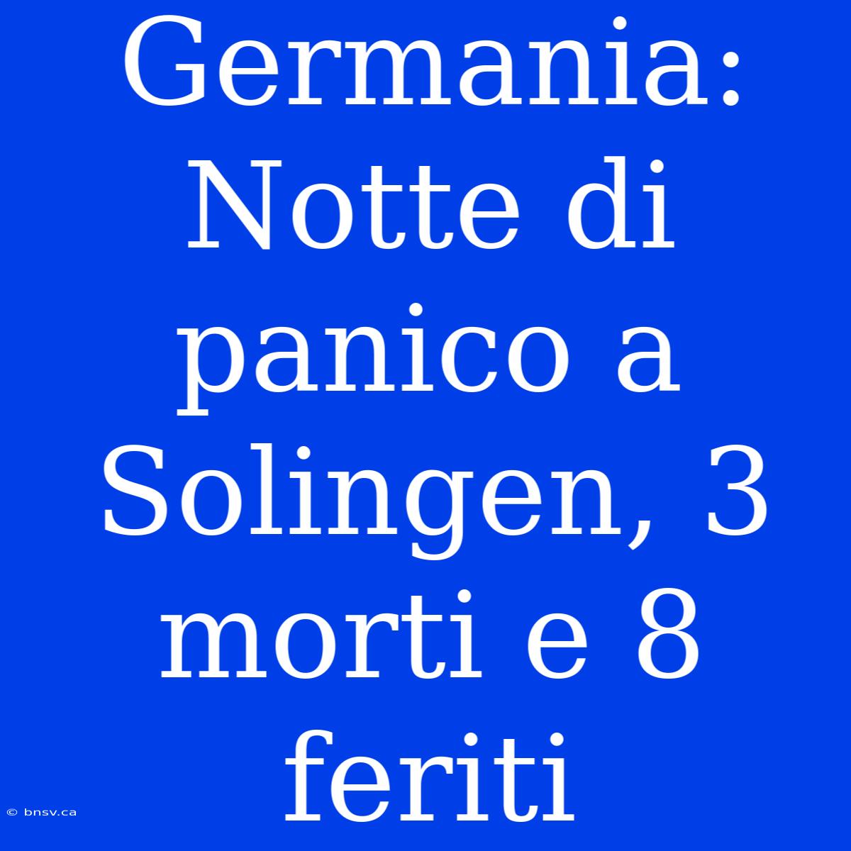 Germania: Notte Di Panico A Solingen, 3 Morti E 8 Feriti