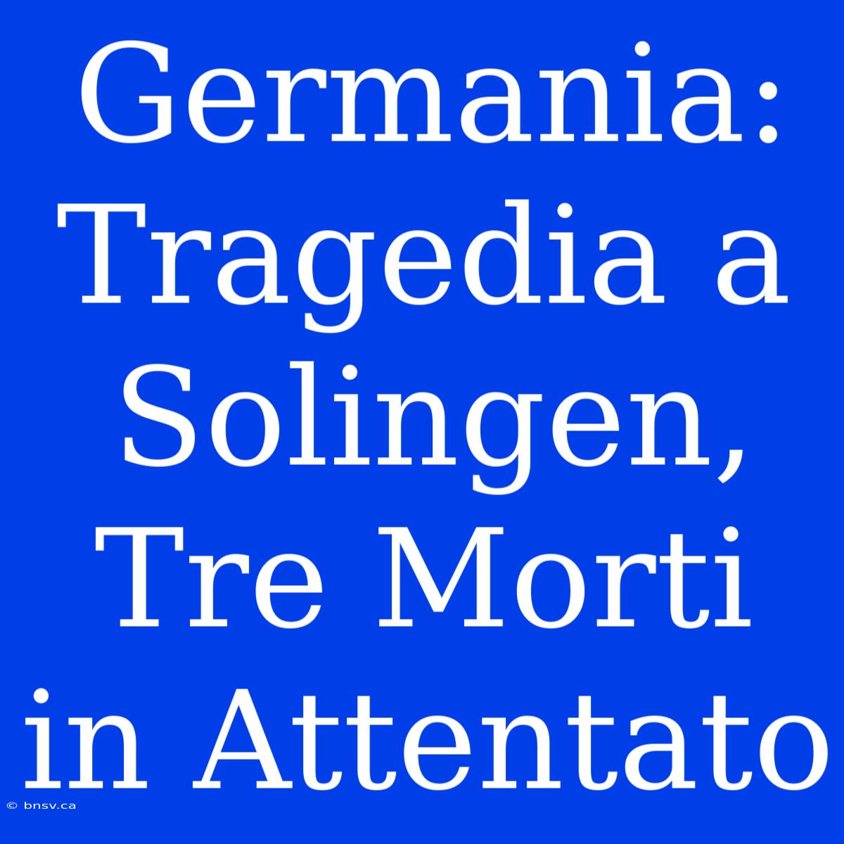 Germania: Tragedia A Solingen, Tre Morti In Attentato