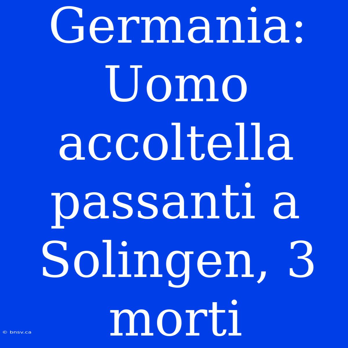 Germania: Uomo Accoltella Passanti A Solingen, 3 Morti