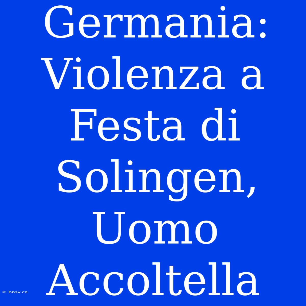 Germania: Violenza A Festa Di Solingen, Uomo Accoltella