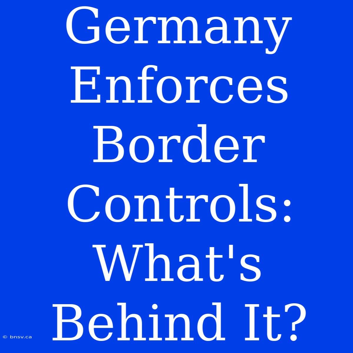 Germany Enforces Border Controls: What's Behind It?