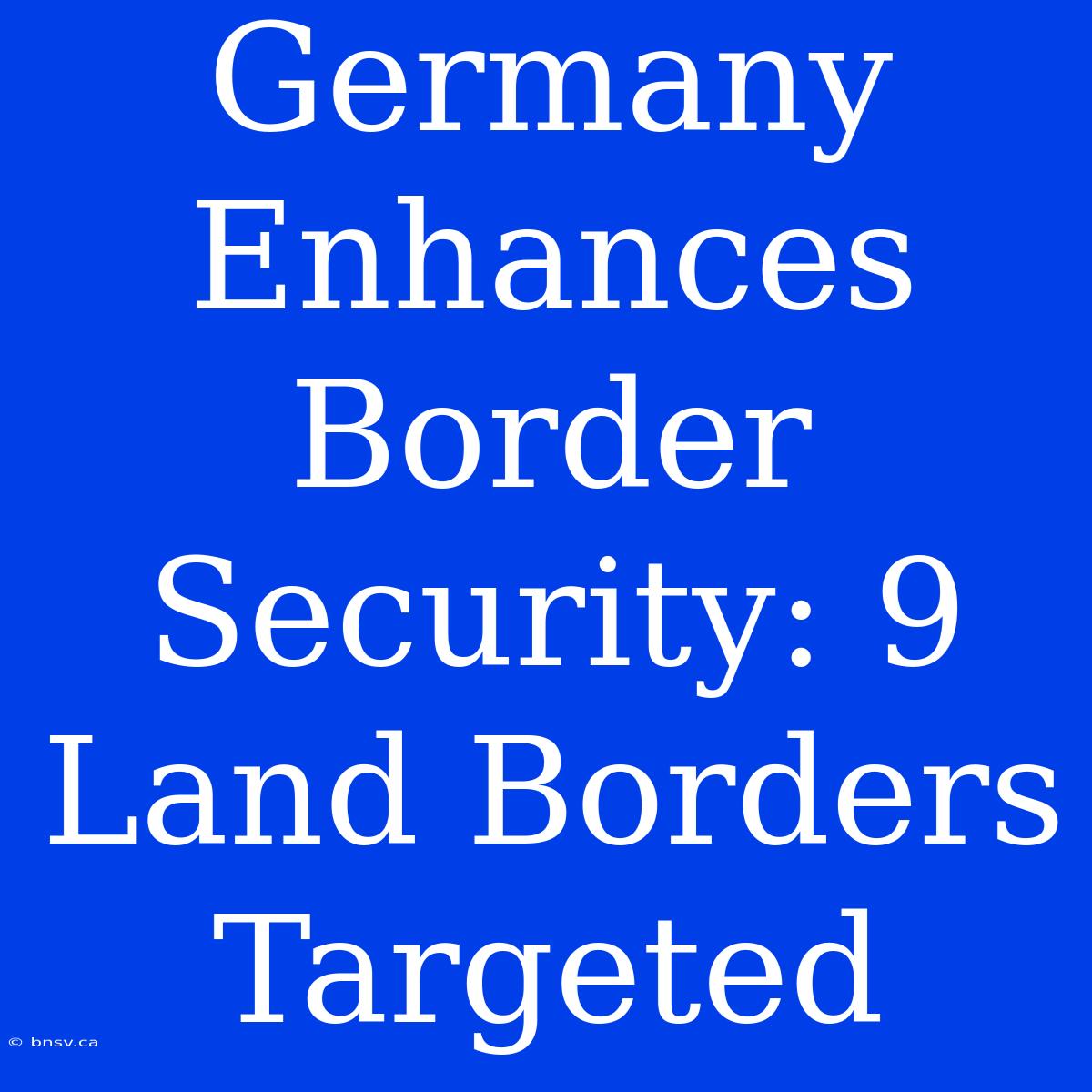 Germany Enhances Border Security: 9 Land Borders Targeted