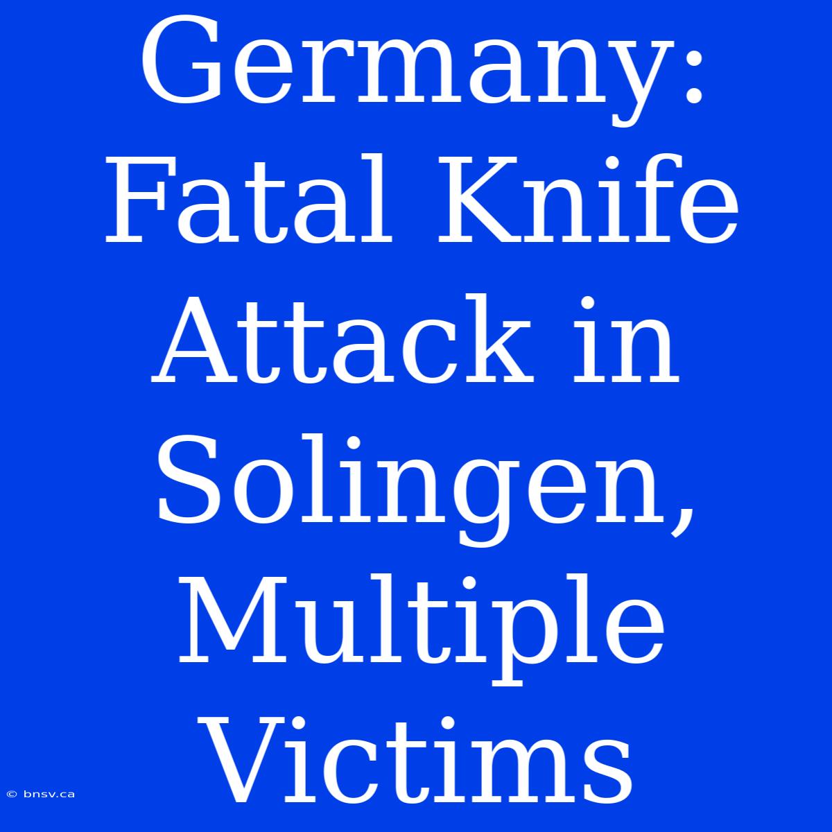 Germany: Fatal Knife Attack In Solingen, Multiple Victims