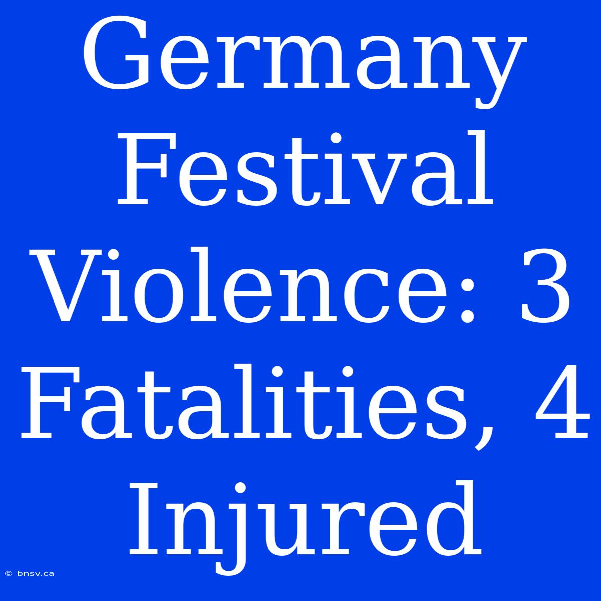 Germany Festival Violence: 3 Fatalities, 4 Injured