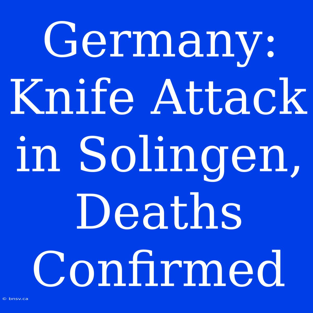 Germany: Knife Attack In Solingen, Deaths Confirmed