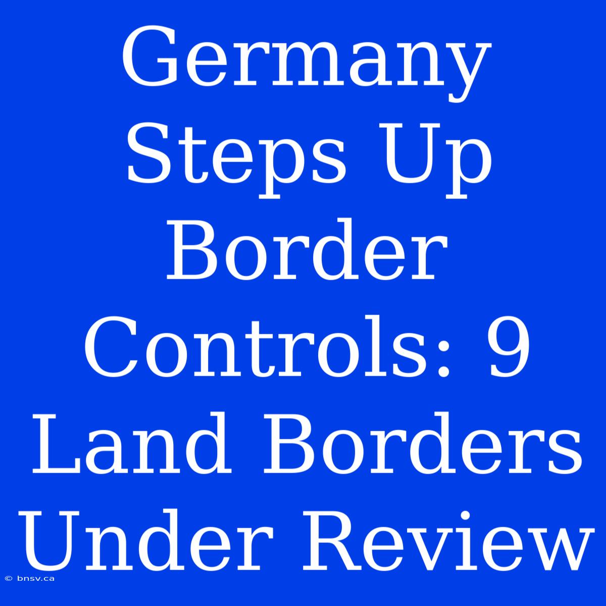 Germany Steps Up Border Controls: 9 Land Borders Under Review