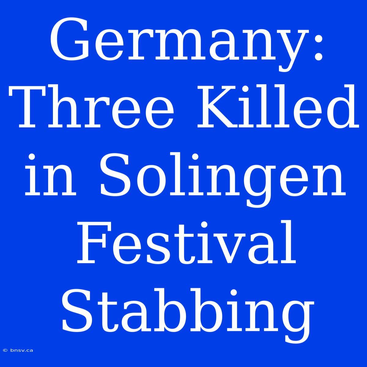 Germany: Three Killed In Solingen Festival Stabbing