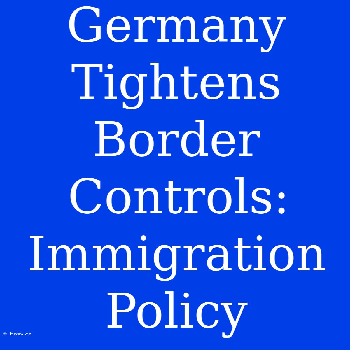 Germany Tightens Border Controls: Immigration Policy