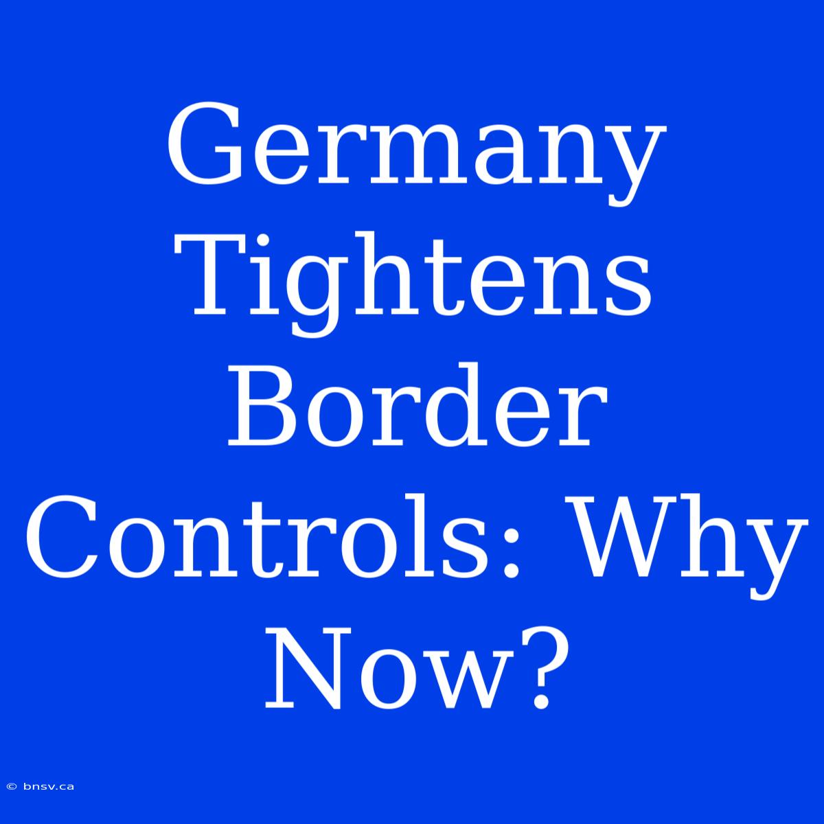 Germany Tightens Border Controls: Why Now?