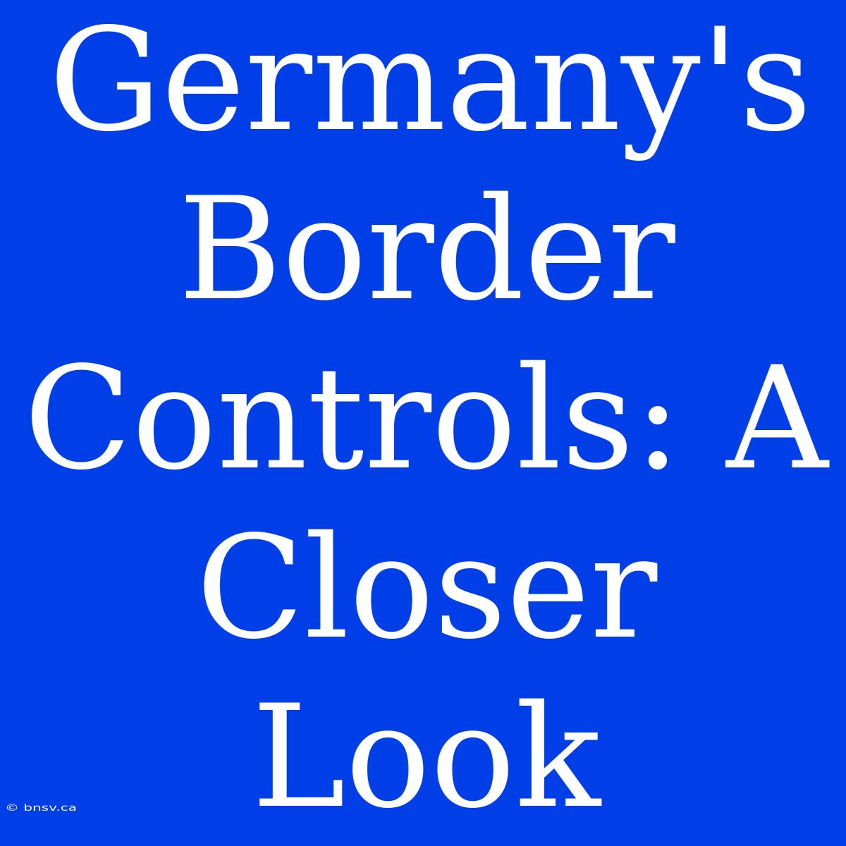 Germany's Border Controls: A Closer Look