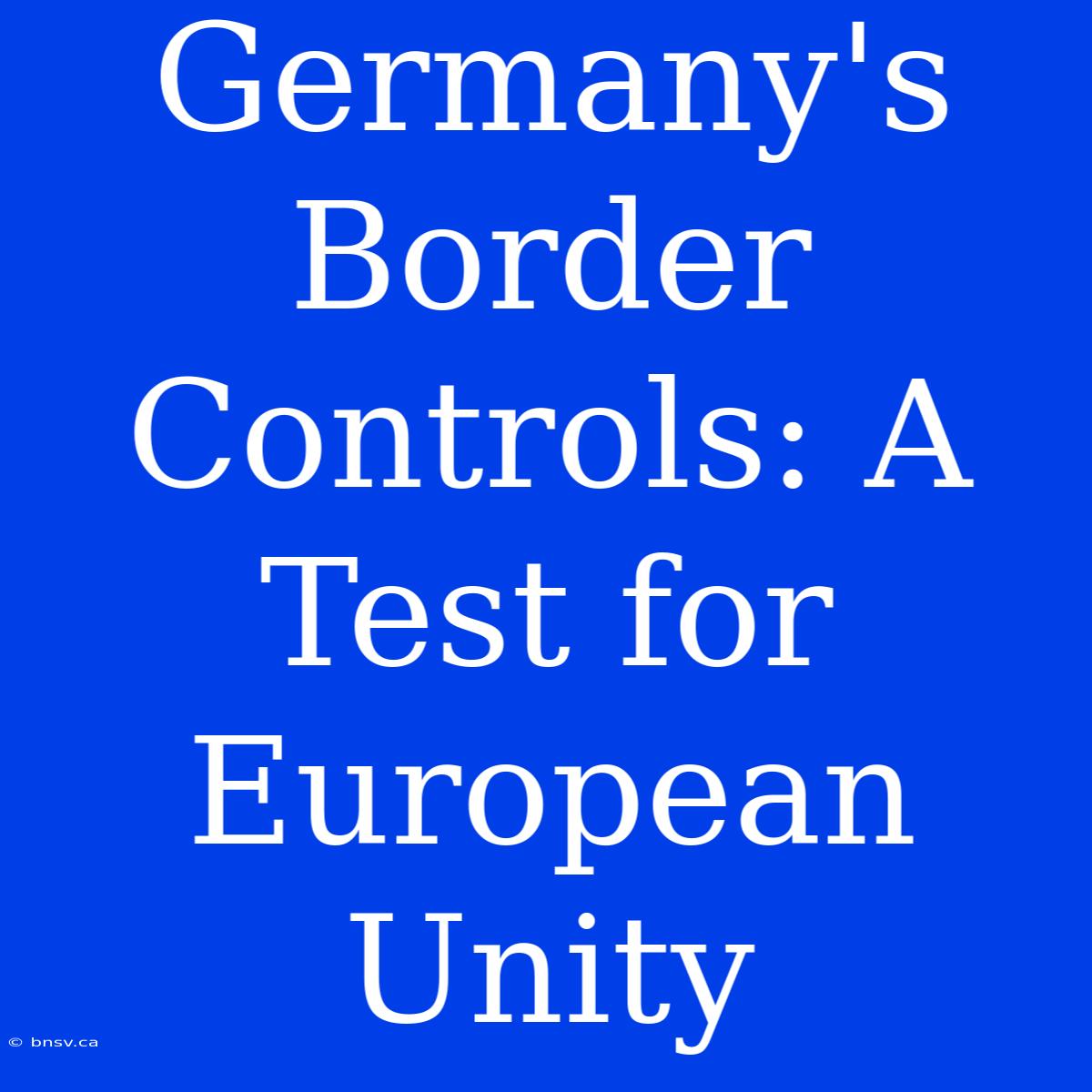 Germany's Border Controls: A Test For European Unity