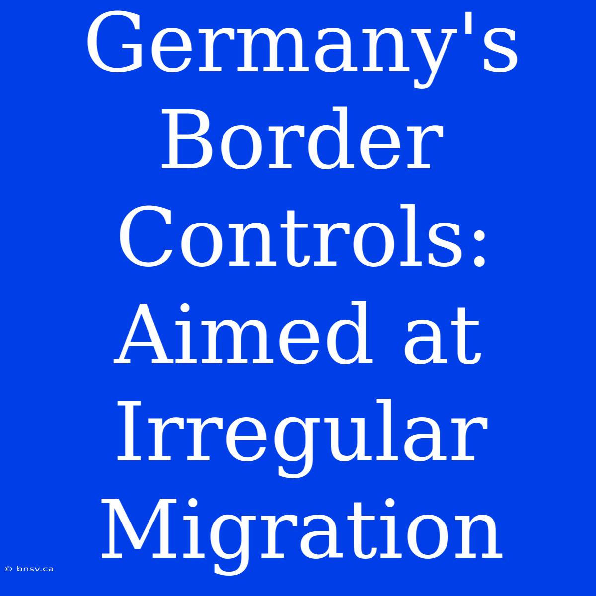 Germany's Border Controls: Aimed At Irregular Migration