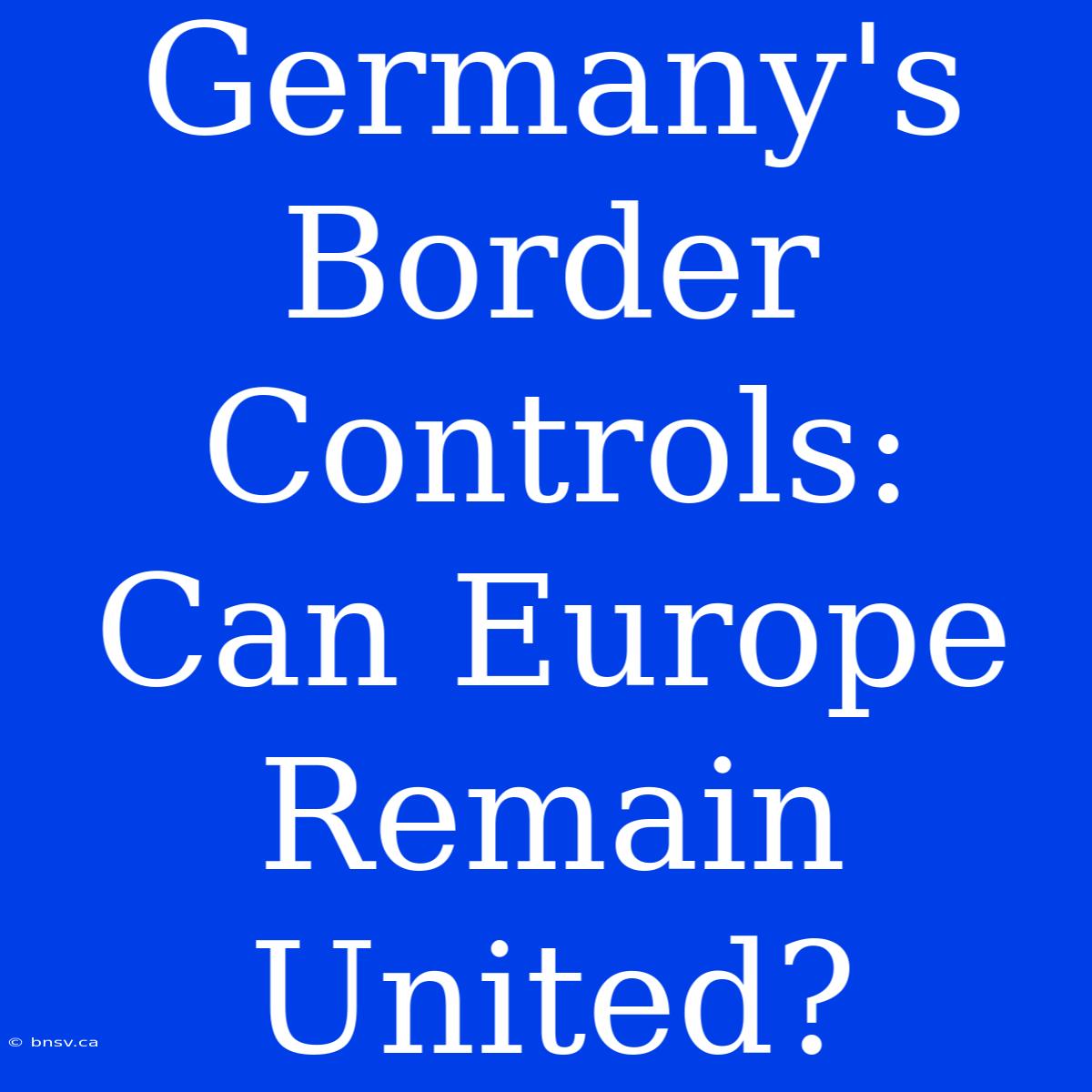 Germany's Border Controls: Can Europe Remain United?