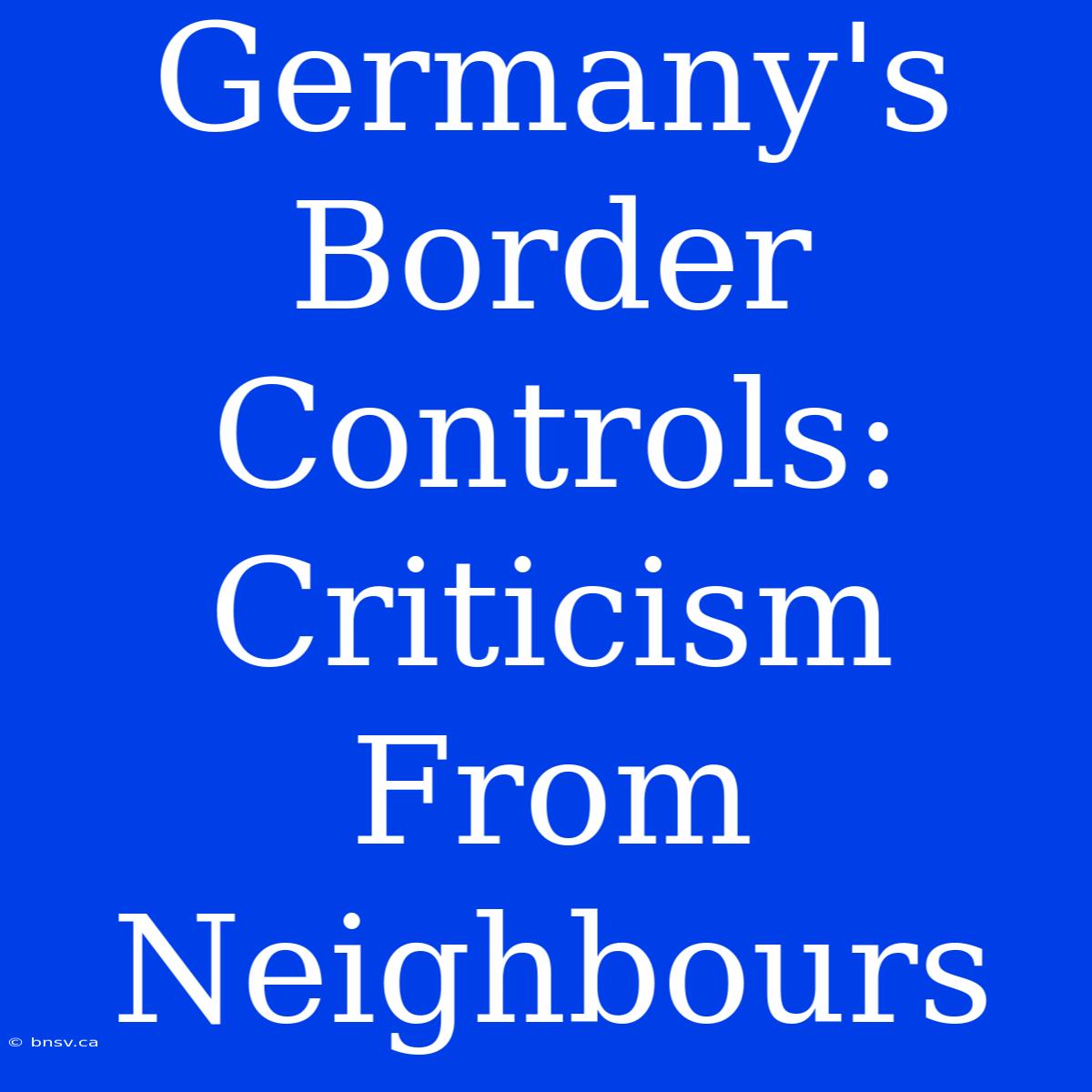 Germany's Border Controls: Criticism From Neighbours