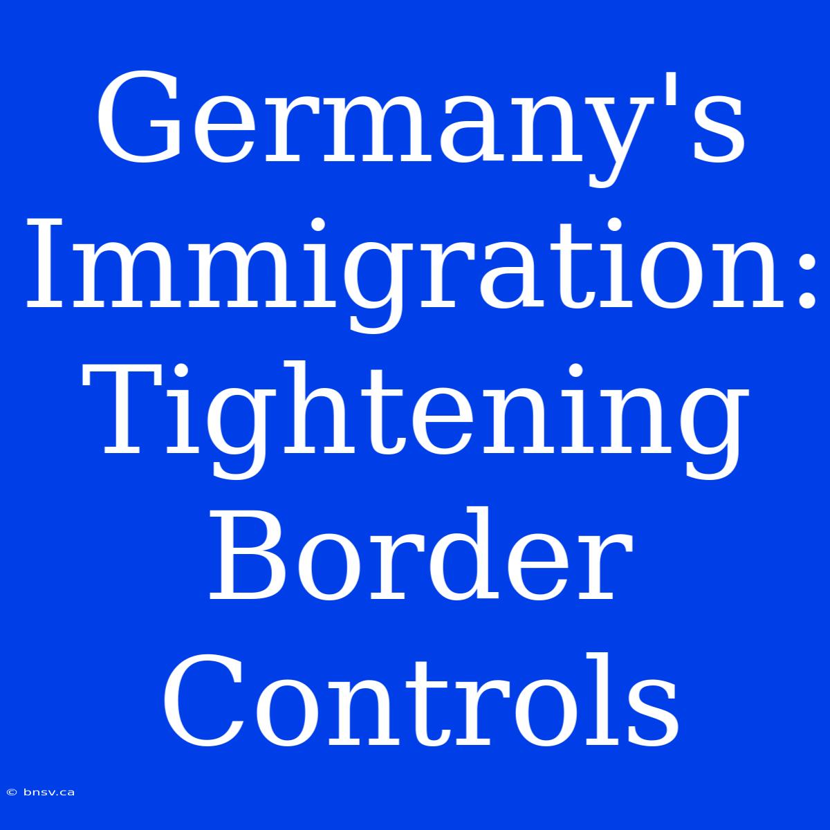 Germany's Immigration: Tightening Border Controls