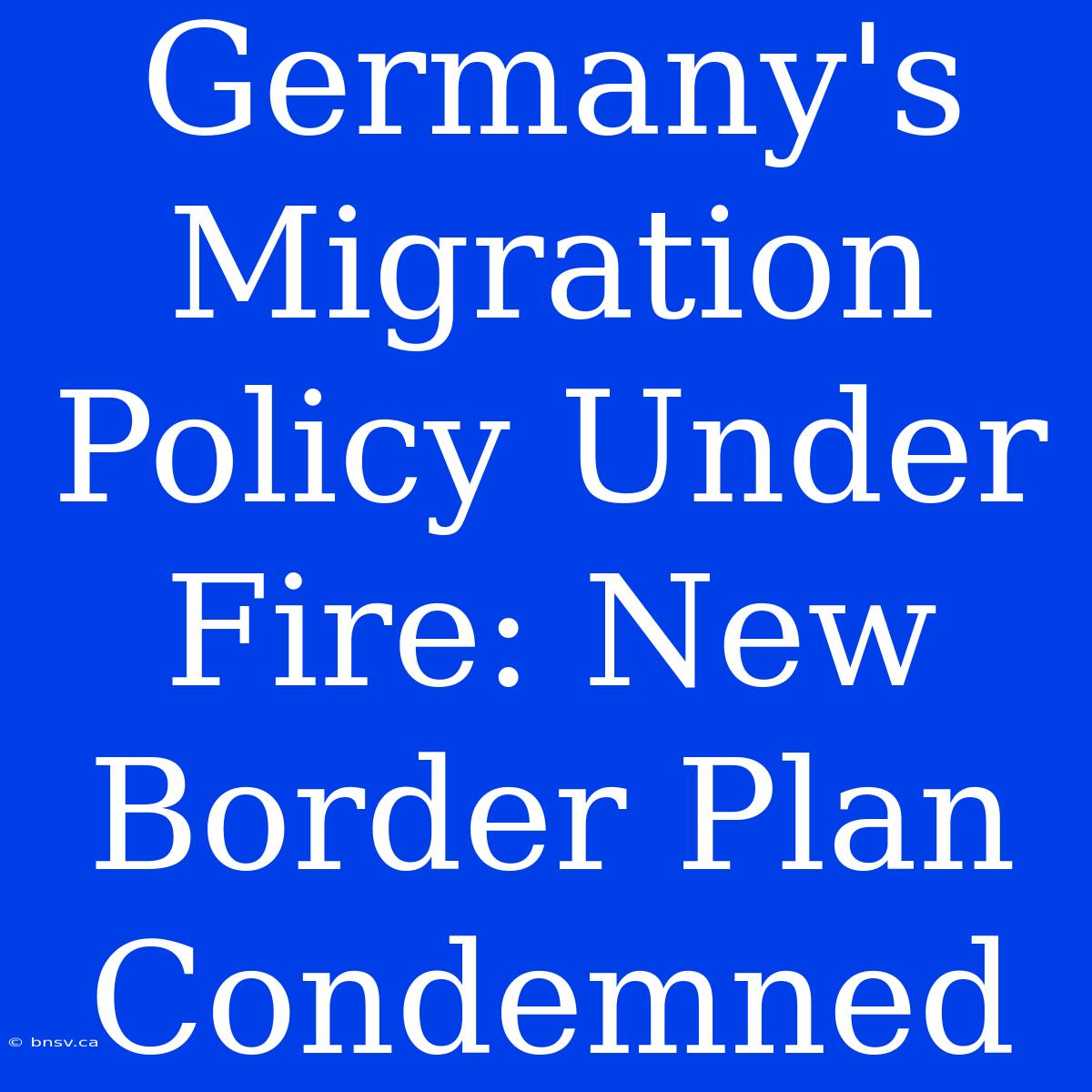 Germany's Migration Policy Under Fire: New Border Plan Condemned